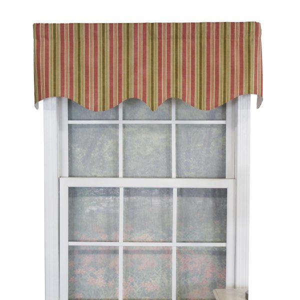 RLF Home Dell Stripe Regal 100% Cotton with Fully Lined 3 Rod Pocket Valnance for Windows 50 x 17 Watermelon