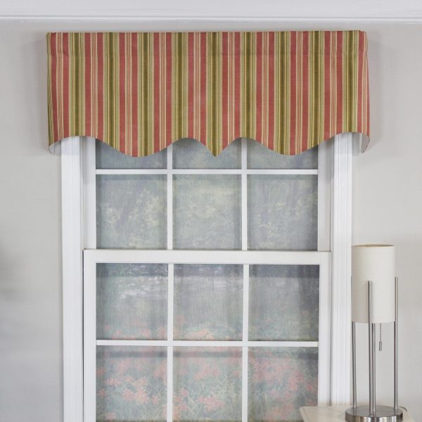 RLF Home Dell Stripe Regal 100% Cotton with Fully Lined 3 Rod Pocket Valnance for Windows 50 x 17 Watermelon - 图片 2