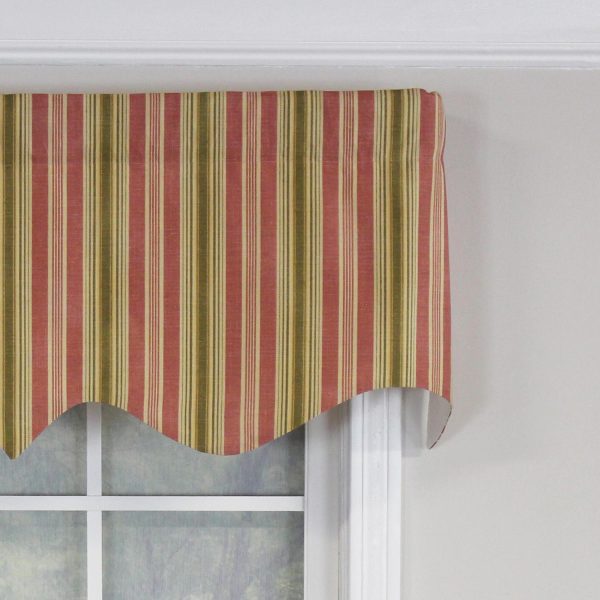 RLF Home Dell Stripe Regal 100% Cotton with Fully Lined 3 Rod Pocket Valnance for Windows 50 x 17 Watermelon - 图片 3