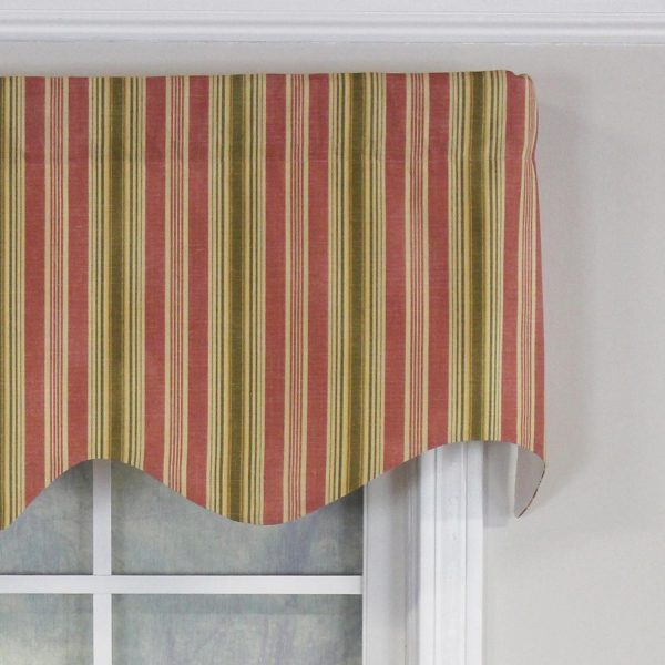 RLF Home Dell Stripe Regal 100% Cotton with Fully Lined 3 Rod Pocket Valnance for Windows 50 x 17 Watermelon - 图片 5