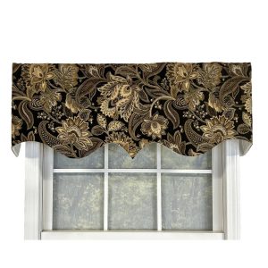 Valdosta Regal Style 3 Rod Pocket Valance 50 x 17 Black by RLF Home