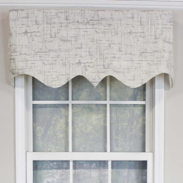 RLF Home Frizzia Regal Valance High Quality Window Treatment 3 Rod Pocket 50 x 17 Gray/Off-white - 图片 2