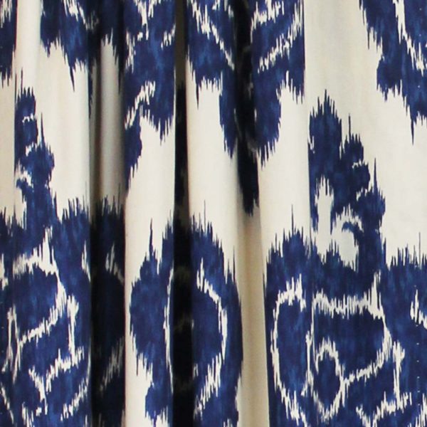 RLF Home Flame Large Damask Flame Design Pair Of Lined Panels 3 Rod Pocket (Pair) Navy Blue/Ivory - 图片 9