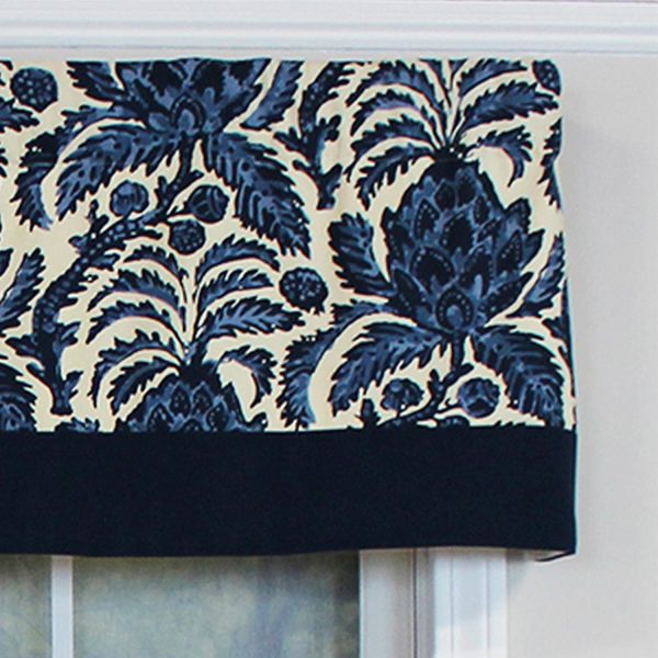 RLF Home Awilda Banded 100% Cotton with Fully Lined 3 Rod Pocket Valnance for Windows 50 x 15 Blue - 图片 3