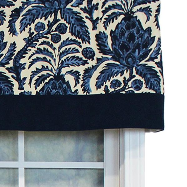 RLF Home Awilda Banded 100% Cotton with Fully Lined 3 Rod Pocket Valnance for Windows 50 x 15 Blue - 图片 5