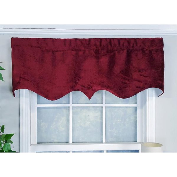 RLF Home Modern Design Classic Pile High Regal Style Window Valance 50 x 17 Burgundy - 图片 2