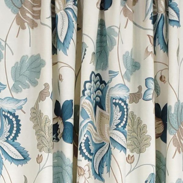 RLF Home Samanta Window Treatment 100% Cotton High-Quality Decorator Fabric Fully Lined Curtain Panels Blue - 图片 9