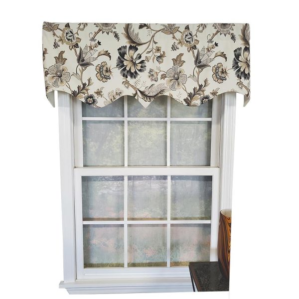 RLF Home Tannzibar Regal 3 Rod Pocket Lining Luxurious and Elegant Window Treatment Valance 50 x 17 Gray
