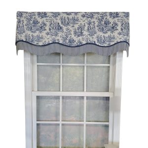 RLF Home Waverly Glory 3 Rod Pocket Lining Luxurious and Elegant Window Treatment Valance 50 x 16 Blue