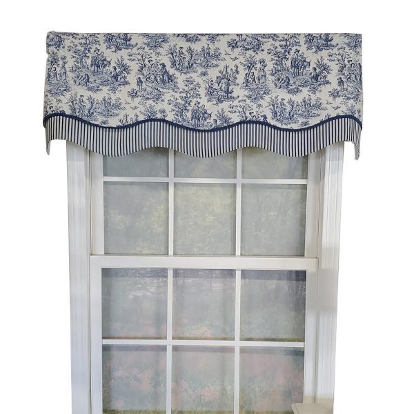 RLF Home Waverly Glory 3 Rod Pocket Lining Luxurious and Elegant Window Treatment Valance 50 x 16 Blue