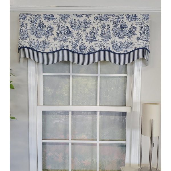 RLF Home Waverly Glory 3 Rod Pocket Lining Luxurious and Elegant Window Treatment Valance 50 x 16 Blue - 图片 2