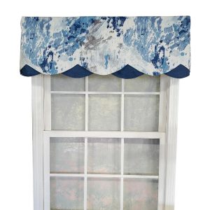 RLF Home Storm Petticoat 3 Rod Pocket Lining Luxurious and Elegant Window Treatment Valance 50 x 15 Blue