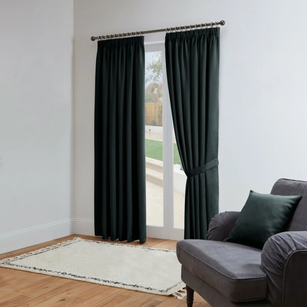 Pencil Pleat Blackout Curtains Black