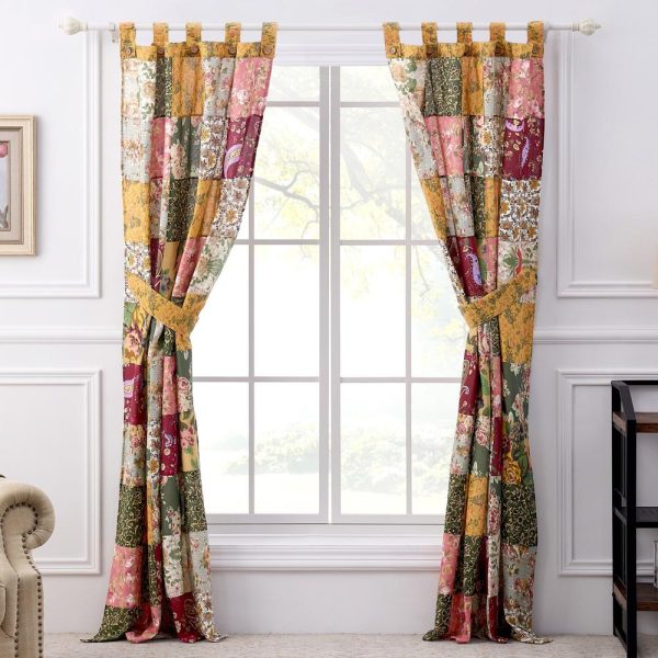 Greenland Home Fashion Antique Chic Window Panel Pair - Multi 42x84 - 图片 3