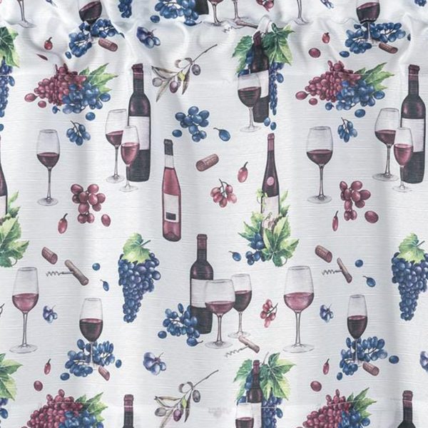 RT Designer's Collection Tribeca Wine Printed Slub 3 Pieces Kitchen Curtain Set Includes 1 Valance 52 x 18 and 2 Tiers 26 x 36 Each Multi Color - 图片 3