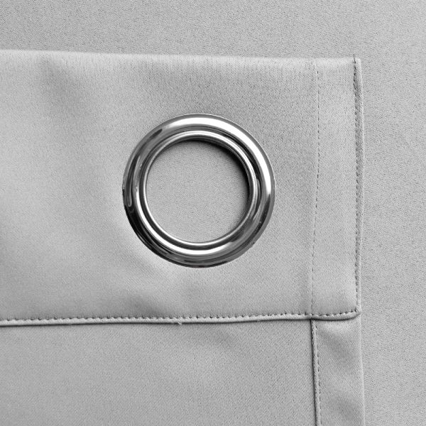 Light Grey Blackout Eyelet Curtains - 图片 2