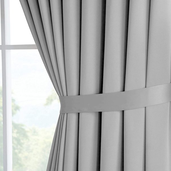 Light Grey Blackout Eyelet Curtains - 图片 3