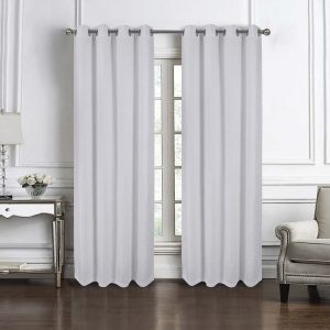 RT Designers Collection Bridgeport Jacquard High Quality Light Filtering Grommet Curtain Panel 54 x 90 White