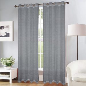 Olivia Gray Erica Doily Stripe Grommet Panel Pair - 54x90. Charcoal