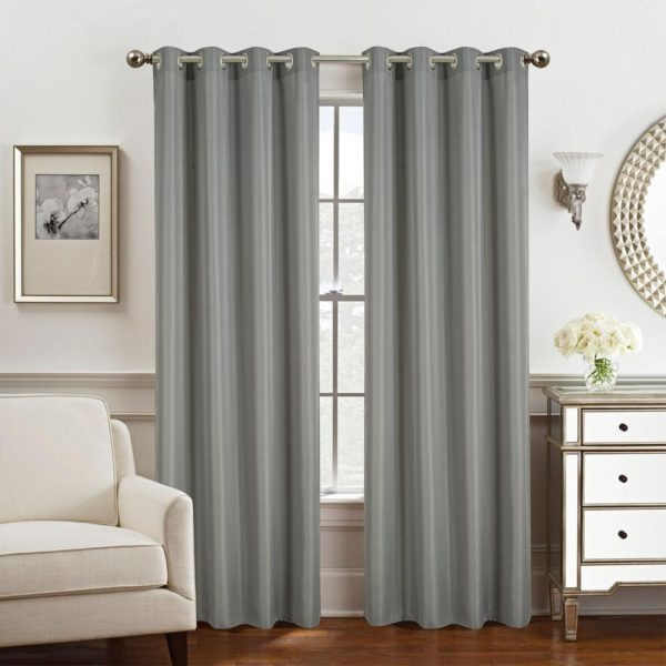 Olivia Gray Gilbert Solid Single Grommet Curtain Panel Pair - 54x84. Charcoal