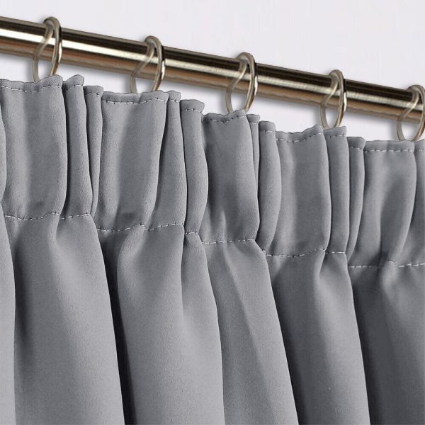 Light Grey Blackout Pencil Pleat Curtains with Tie Backs - 图片 2