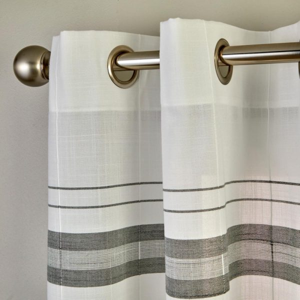 SKL Home By Saturday Knight Ltd Slate Stripe Window Curtain Panel Pair - 2-Pack - White - 图片 2