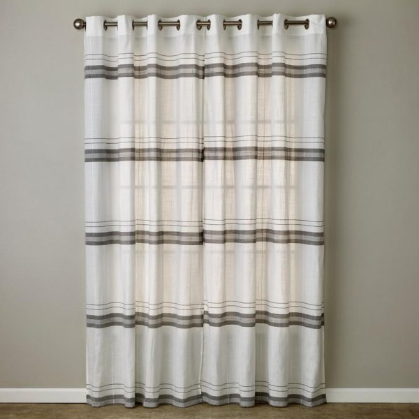 SKL Home By Saturday Knight Ltd Slate Stripe Window Curtain Panel Pair - 2-Pack - White - 图片 4