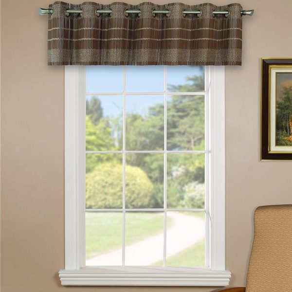 Versailles' Bamboo Wood Grommet Top Valance 72 x 12 Walnut - 图片 5