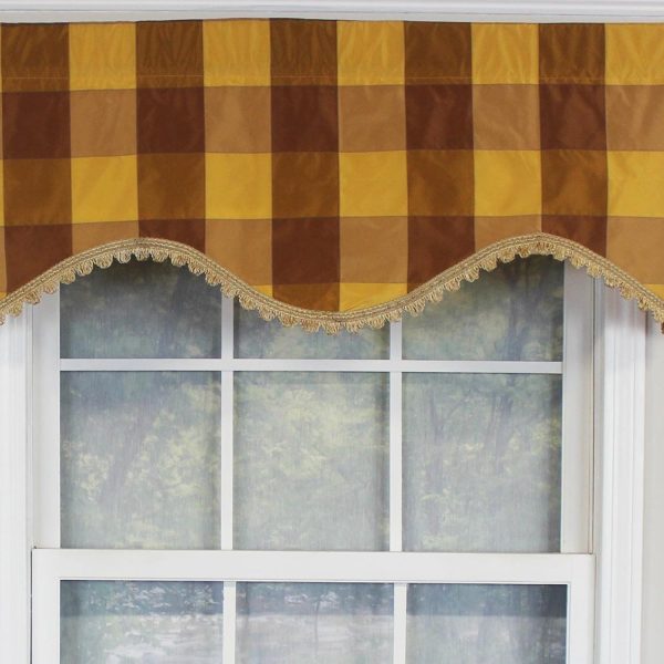 RLF Home Pascal Trimmed Cornice 100% Cotton with Fully Lined 3 Rod Pocket Valnance for Windows 50 x 17 Bronze - 图片 5