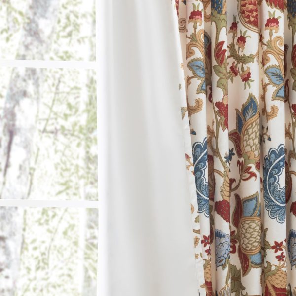 Ellis Cambridge Lined Jacquard Pinch Pleat Jacobean Floral Print Multicolor Drapery 2-Piece Curtain Panels - 图片 3