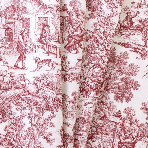 Ellis Curtain Victoria Park Toile High Quality Classic Print Swag Lined Empress Window Valance - 2-Piece - 70 x28. Red - 图片 2
